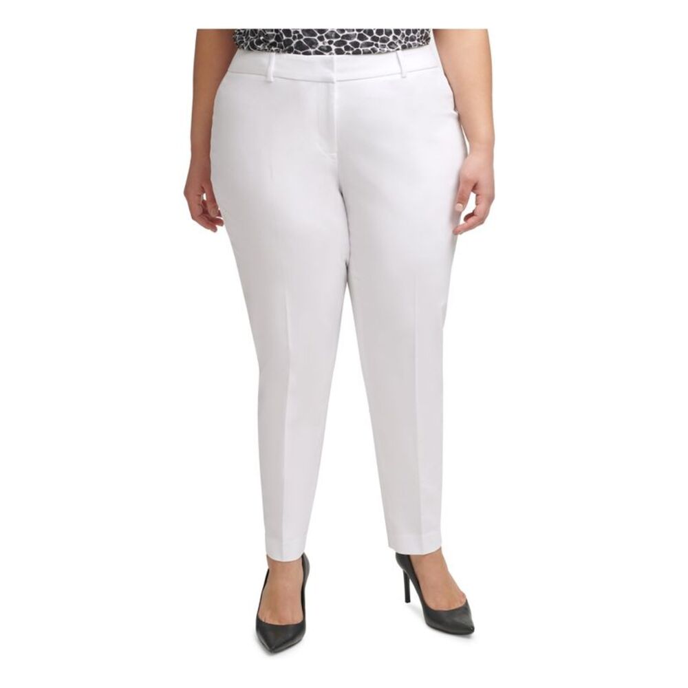 CALVIN KLEIN Womens Stretch Slim-fit Mid-rise Wear To Work Straight leg Pants